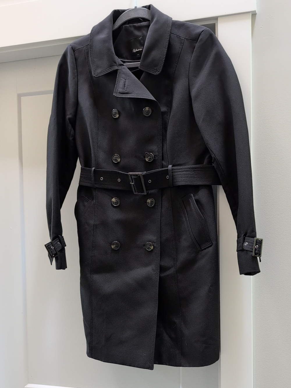 Reitmans Black Double-Breasted Trench Coat with Belt S